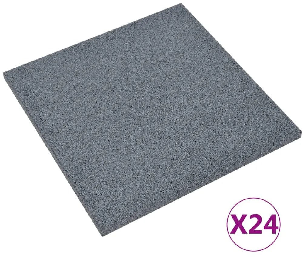 vidaXL Πλάκες Δαπέδου Ασφαλείας 24 τεμ. Γκρι 50x50x3 εκ. Καουτσούκ
