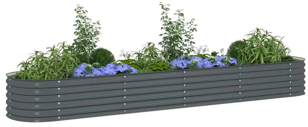 vidaXL Ζαρντινιέρα Υπερυψωμένη Γκρι 400x80x44 εκ. Γαλβανισμ. Χάλυβας