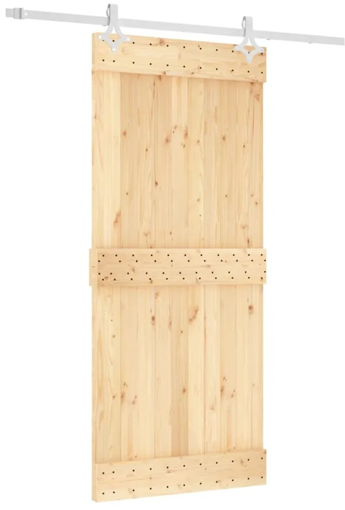 vidaXL Συρόμενη Μεσόπορτα με Μηχανισμό 90 x 210 εκ. Μασίφ Ξύλο Πεύκου