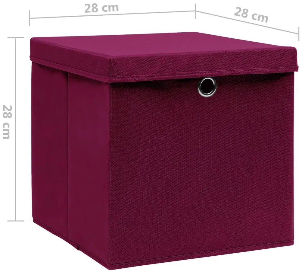 vidaXL Κουτιά Αποθήκευσης με Καπάκια 10 τεμ. Σκ. Κόκκινα 28x28x28 εκ.