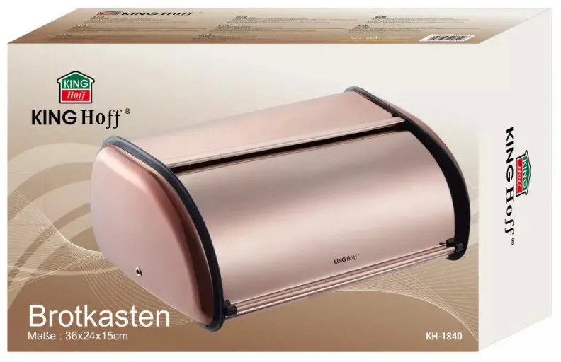 Ψωμιέρα Kinghoff KH 1840, 36 cm, Ελαφριά και δυνατή κατασκευή, Χάλυβας, Ροζ χρυσός