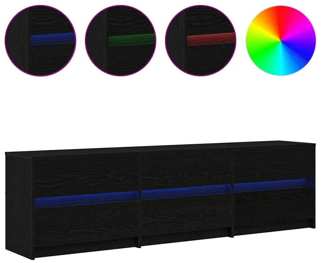 vidaXL Ντουλάπι TV Μαύρο 182 x 34 x 50 εκ. Επεξεργασμένο ξύλο