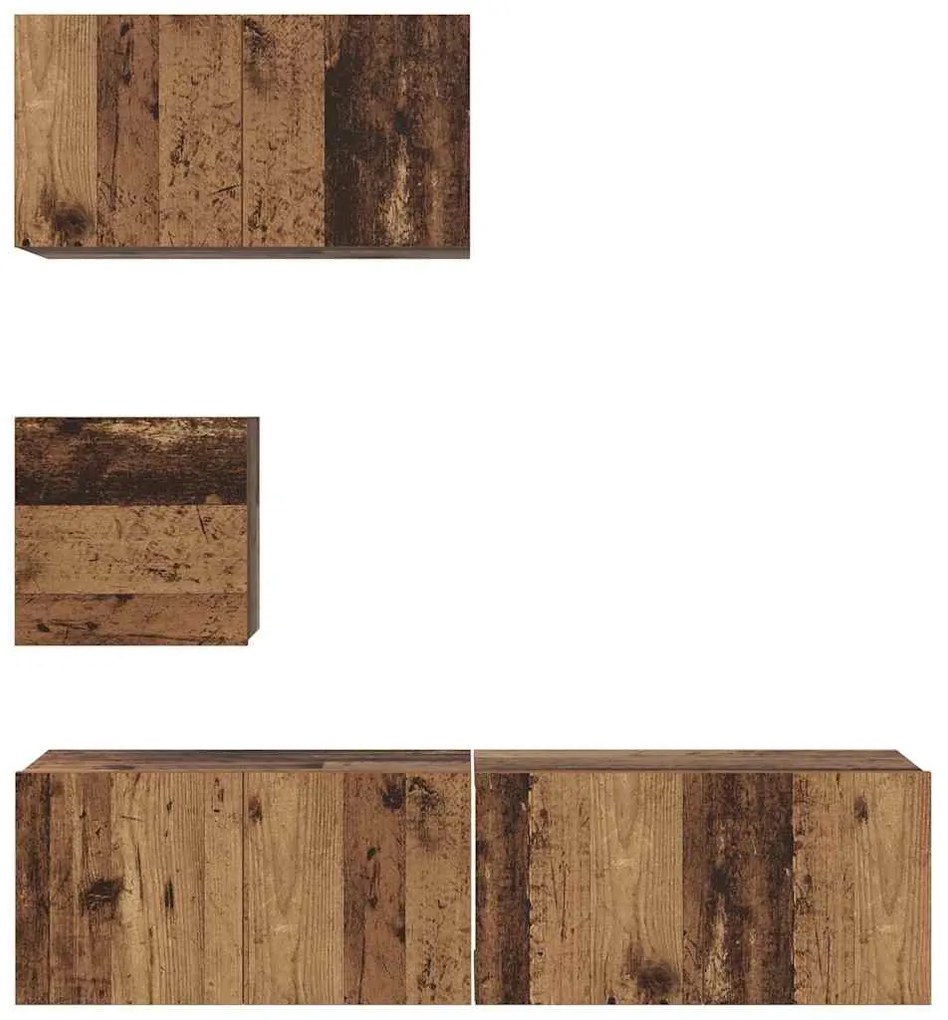 vidaXL Σετ επίπλου τηλεόρασης 4 pcs Παλαιό ξύλο 60 x 30 x 30 cm