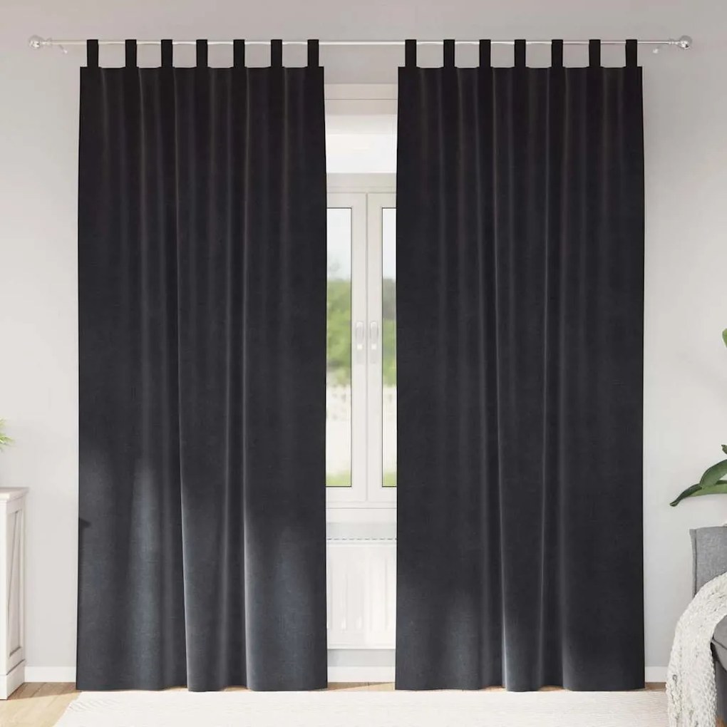 vidaXL Κουρτίνες με κουρτίνες 2 pcs Σκούρο γκρι 140 x 260 cm Βελούδο