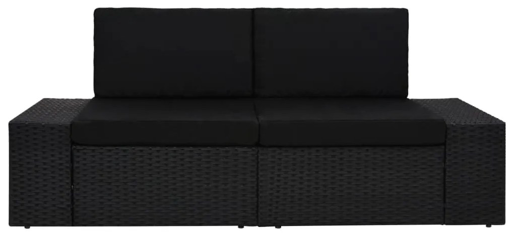 vidaXL Καναπές Αρθρωτός Διθέσιος Μαύρος από Συνθετικό Ρατάν