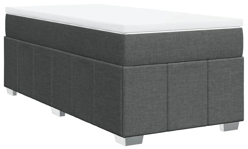 vidaXL Κρεβάτι Boxspring με Στρώμα Σκούρο Γκρι 90x190 εκ. Υφασμάτινο