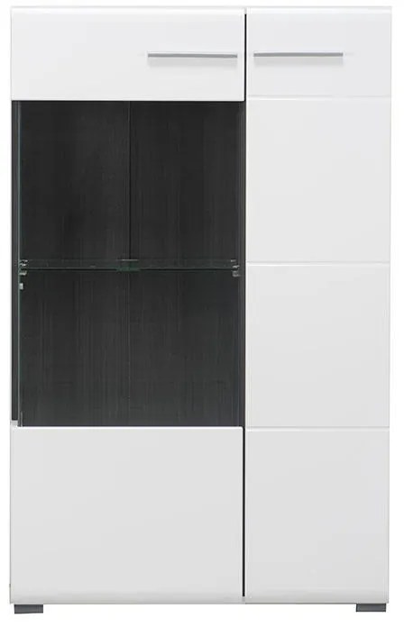Βιτρίνα Enzo 2K VS1 125 Λευκό - Black Grey Wood -  Λευκή Λάκα 77.5*35*124 εκ. 77.5x35x124 εκ.