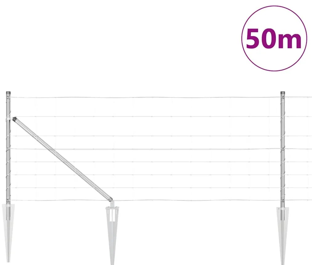 vidaXL Περίφραξη αγρού Ασημί 50 x 0.8 m Γαλβανισμένος χάλυβας