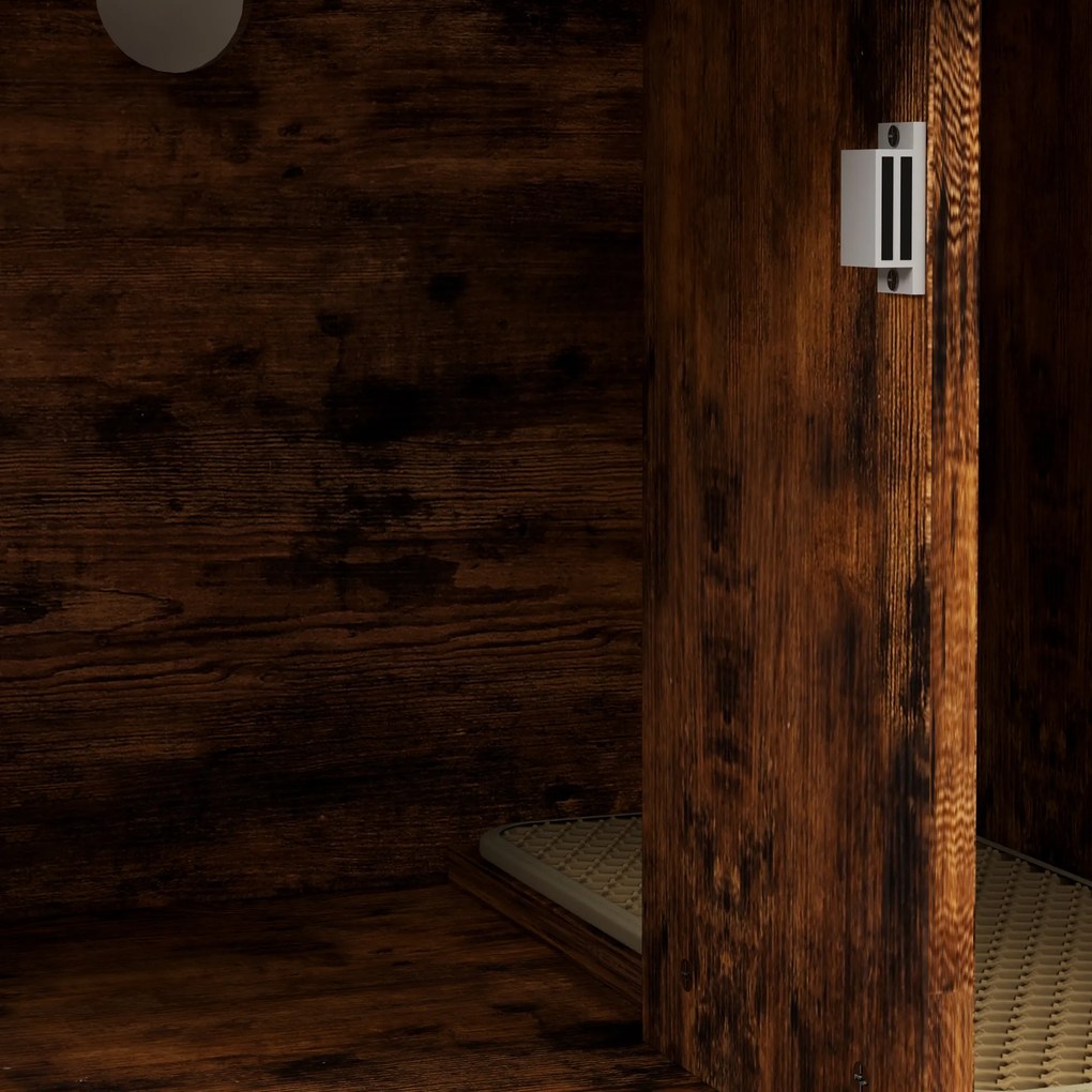 PawHut Γάτα τουαλέτα με ράφι 3 επιπέδων και στύλο ξυσίματος, κλειστή γάτα τουαλέτα, 80 x 48 x 152 cm, Καφέ