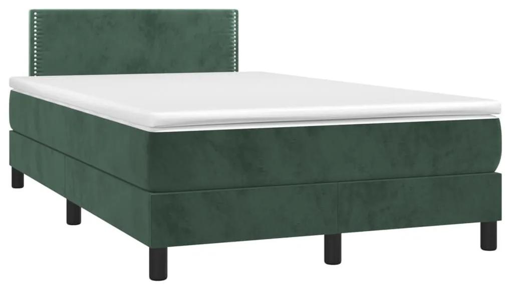 Κρεβάτι Boxspring με Στρώμα Σκούρο Πράσινο 120x200εκ. Βελούδινο - Πράσινο