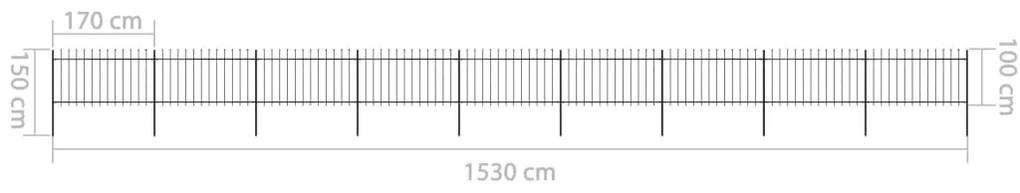 vidaXL Κάγκελα Περίφραξης με Λόγχες Μαύρα 15,3 x 1 μ. από Χάλυβα