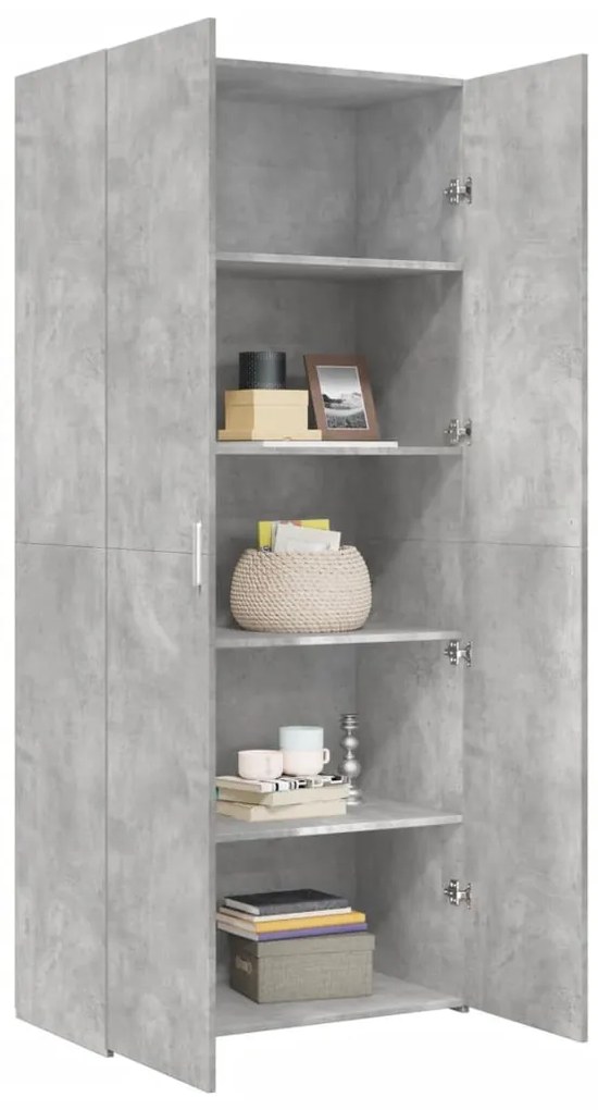 vidaXL Ντουλάπι Γκρι Σκυροδέματος 80x42,5x185 εκ. Επεξεργασμένο Ξύλο