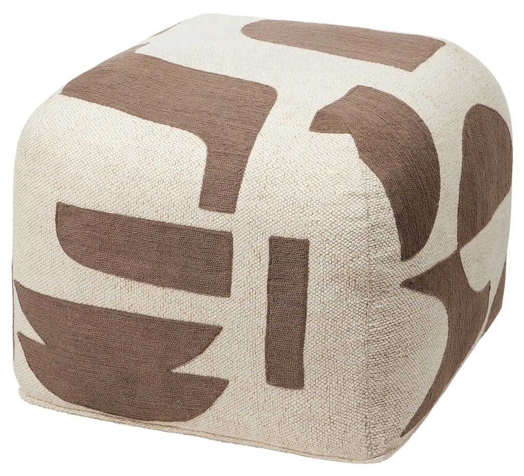 Πουφ Mundο Light Μπεζ / Καφέ 75% Βαμβάκι / 25% Λινό W50 x D50 x H38 cm Broste Copenhagen