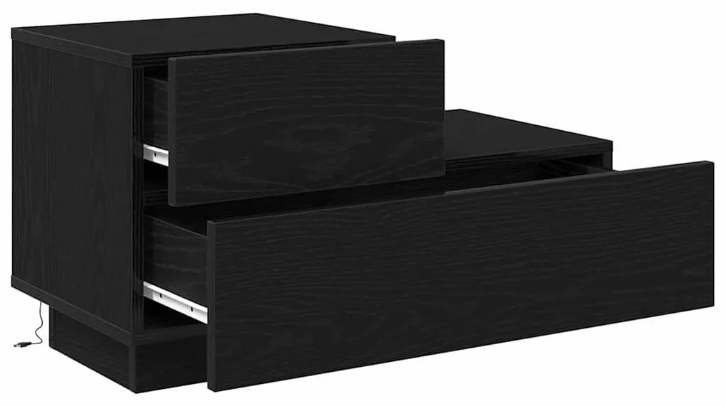 vidaXL Κομοδίνο Μαύρη δρυς 70 x 36 x 40.5 εκ. Επεξεργασμένο ξύλο