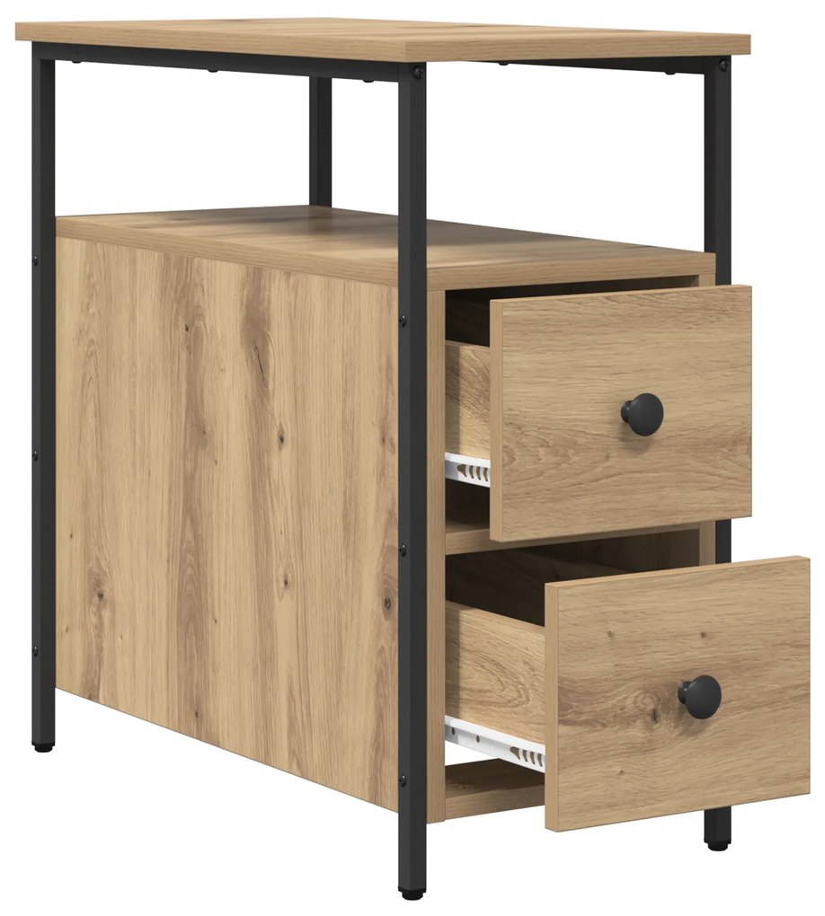 vidaXL Κομοδίνο artisan δρυς 30 x 60 x 60 εκ. Σίδηρος και μοριοσανίδα