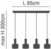 SE21-GM-4-4BL-MS1 ADEPT TUBE Gold Matt Pendant Black Metal Shade+