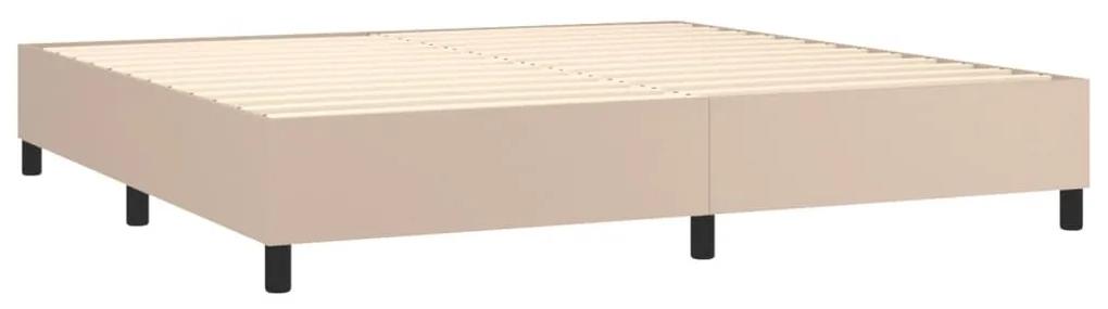 Κρεβάτι Boxspring με Στρώμα Καπουτσίνο 200x200εκ.από Συνθ.Δέρμα - Καφέ