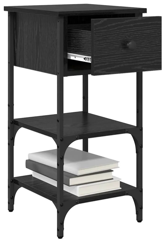 vidaXL Κομοδίνο με συρτάρι 2 pcs Μαύρη δρυς 34 x 36 x 70 εκ