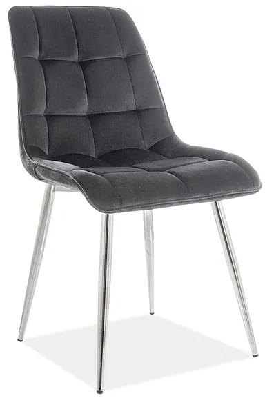 80-1745 Επενδυμένη καρέκλα ύφασμιμι Chic 50x43x88 χρωμίου/μαύρο βελούδο DIOMMI CHICVCHC, 1 Τεμάχιο