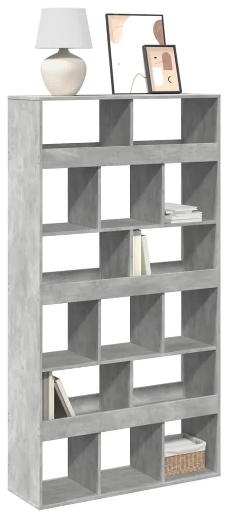 Βιβλιοθήκη Γκρι Σκυροδέματος 100x33x187,5 εκ. Επεξεργ. Ξύλο