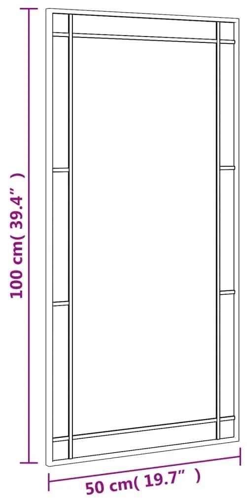 Καθρέφτης Ορθογώνιος Μαύρος 50 x 100 εκ. από Σίδερο - Μαύρο