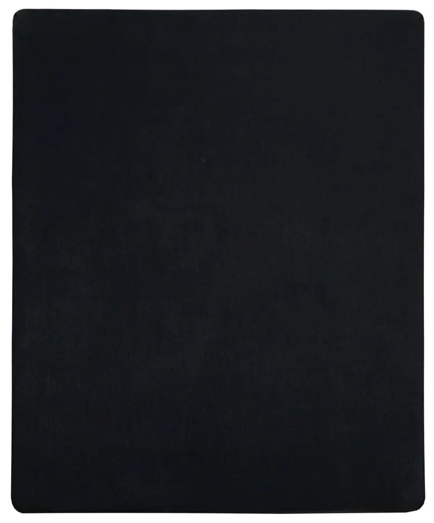 Σεντόνι με Λάστιχο Μαύρο 100 x 200 εκ. Βαμβακερό Ζέρσεϊ - Μαύρο
