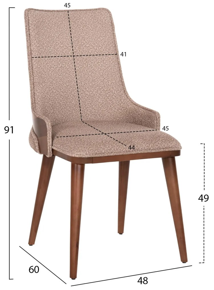 ΚΑΡΕΚΛΑ ULUTAS  ΞΥΛΟ ΟΞΙΑΣ &amp; ΥΦΑΣΜΑ ΣΕ ΚΑΦΕ-ΜΠΕΖ 48x60x91Υεκ. 6αδα