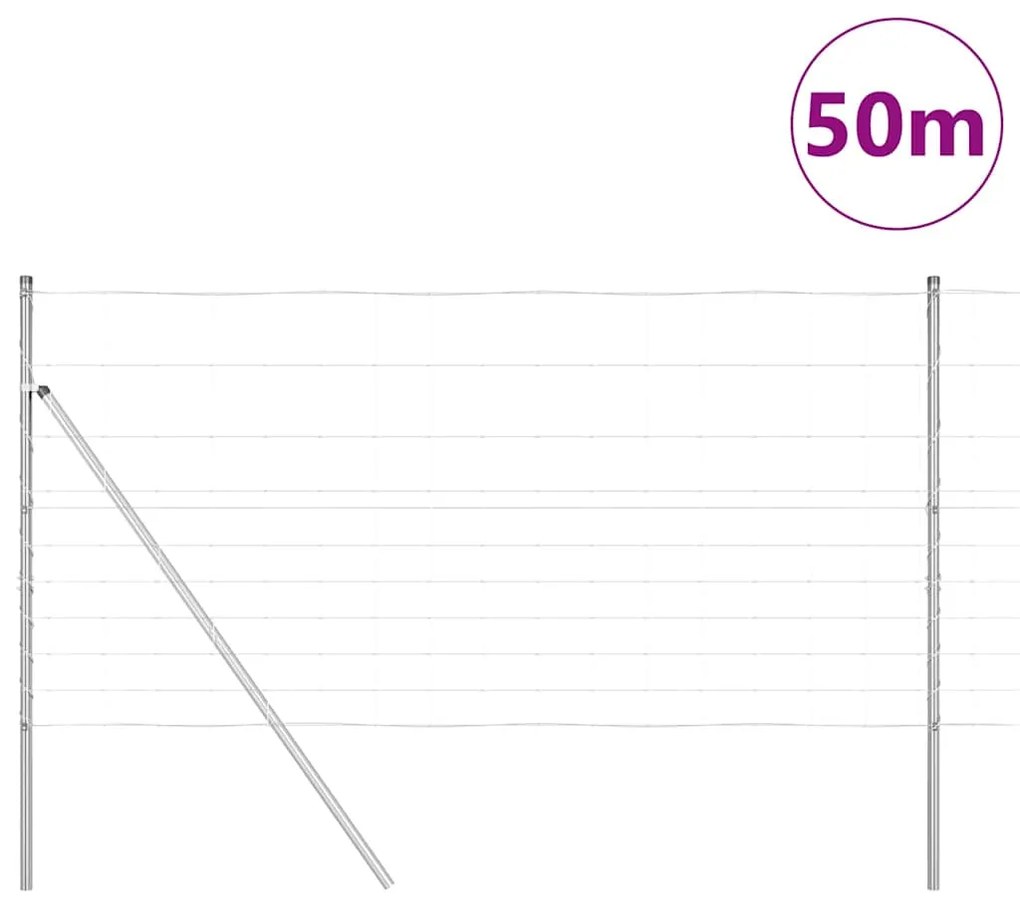 vidaXL Περίφραξη αγρού Ασημί 50 x 1.2 m Γαλβανισμένος χάλυβας