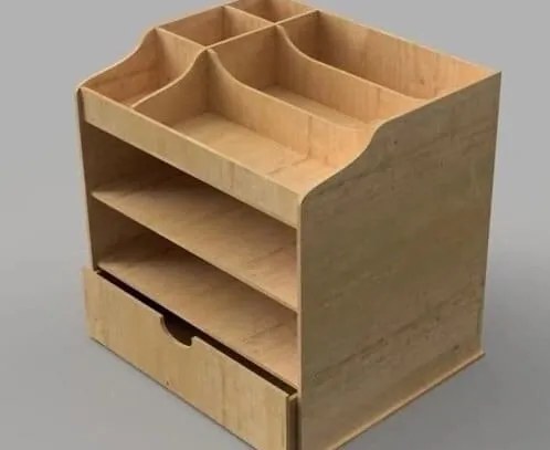 Intra απο ξύλο plywood 3mm-4mm πάχος – Multifunction Desktop Organizer με συρτάρι 15x15 cm INTRAVECTRY-MY551294