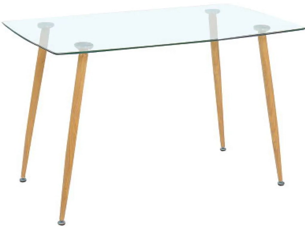 Τραπέζι 120x70cm ROBY Μεταλ.Βαφή Φυσικό/Γυαλί