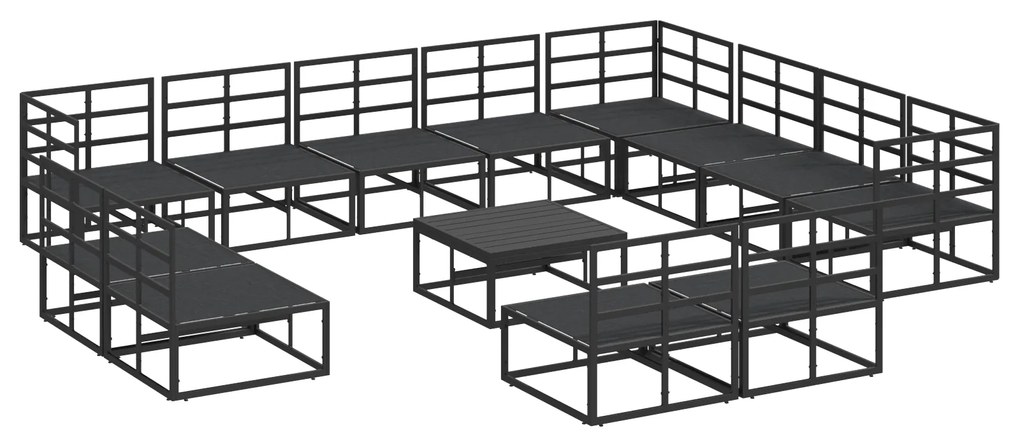 vidaXL Σετ Καναπέ Κήπου 13 pcs Μαύρο 70 x 70 x 32 εκ Αλουμίνιο