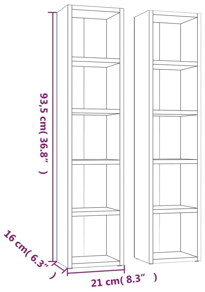 Ντουλάπια CD 2 τεμ. Καπν. Δρυς 21x16x93,5 εκ Επεξεργασμένο Ξύλο - Καφέ