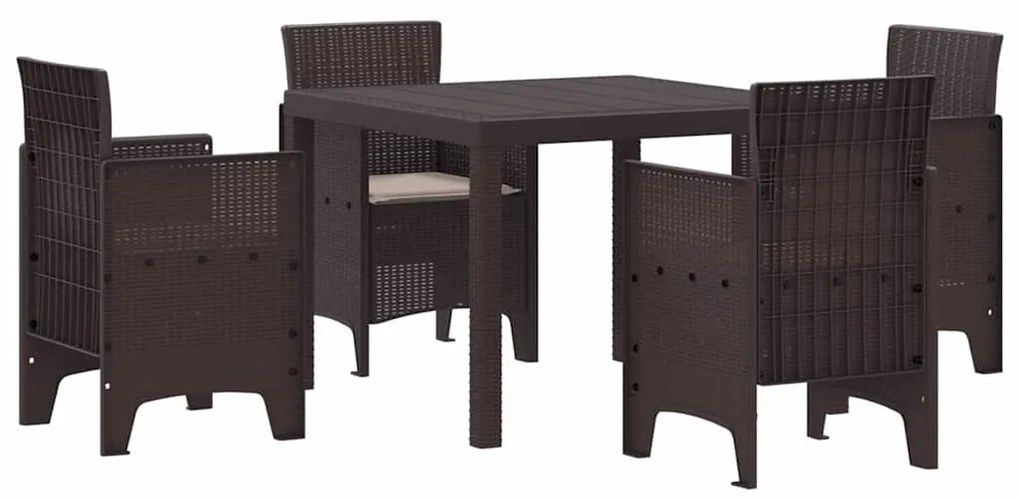 vidaXL Σέτ φαγητού για κήπο 5 pcs Καφέ Rattan Polt