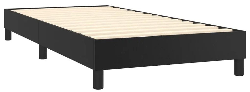 Κρεβάτι Boxspring με Στρώμα Μαύρο 90x200εκ. από Συνθετικό Δέρμα - Μαύρο