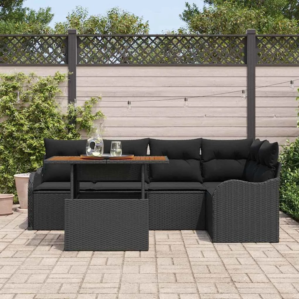 vidaXL Σετ Καναπέ Κήπου με μαξιλάρι 6 pcs Μαύρο 100 x 55 x 73 εκ