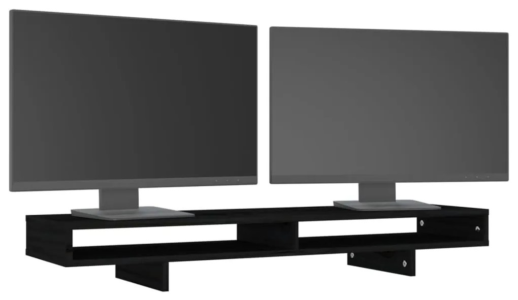 vidaXL Βάση Οθόνης Μαύρη 100x27x14 εκ. από Μασίφ Ξύλο Πεύκου
