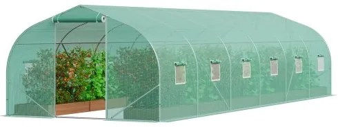 VEVOR Walk-in Tunnel Greenhouse 29.53x9.84x6.6ft Galvanized Frame PE Cover Green