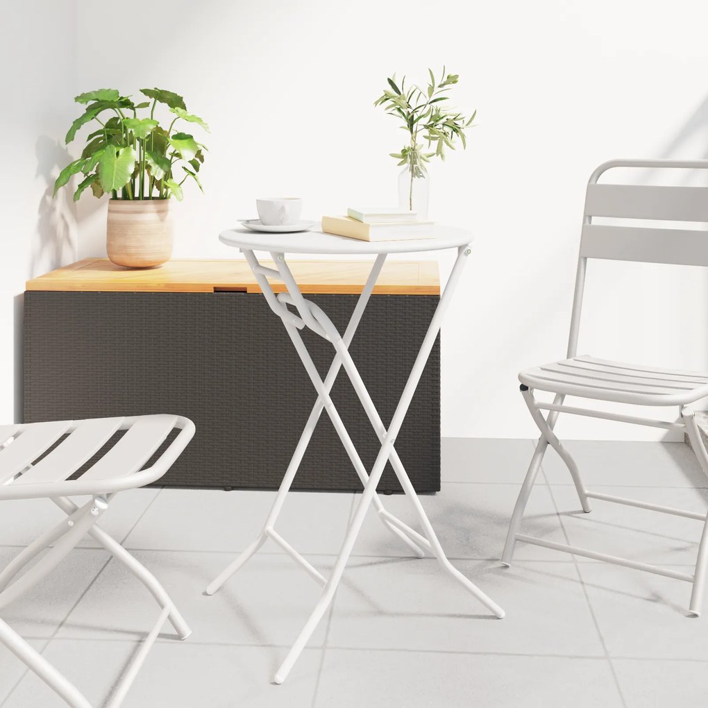 vidaXL Πτυσσόμενο Τραπέζι Κήπου Λευκό Ø50x72 cm Ατσάλι