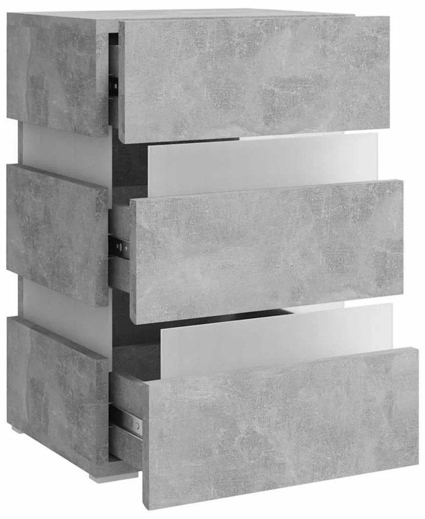 vidaXL Κομοδίνο με LED Γκρι Σκυροδέματος 45x35x67 εκ. Επεξεργασμ. Ξύλο