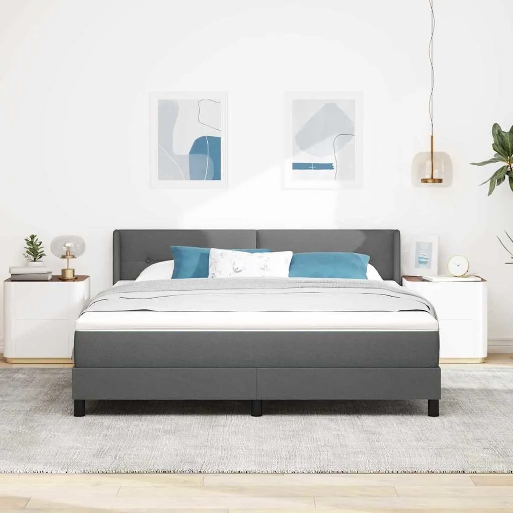 vidaXL Κρεβάτι box spring με στρώμα με στρώμα Σκούρο γκρι 180 x 200 cm