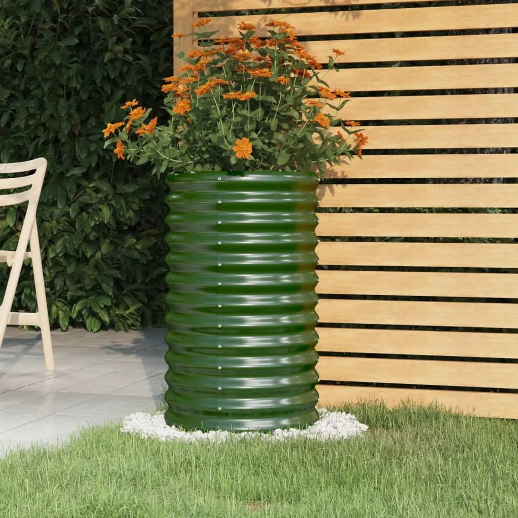 vidaXL Ζαρντινιέρα Πράσινη 40x40x68 εκ. Γαλβανισμένος χάλυβας