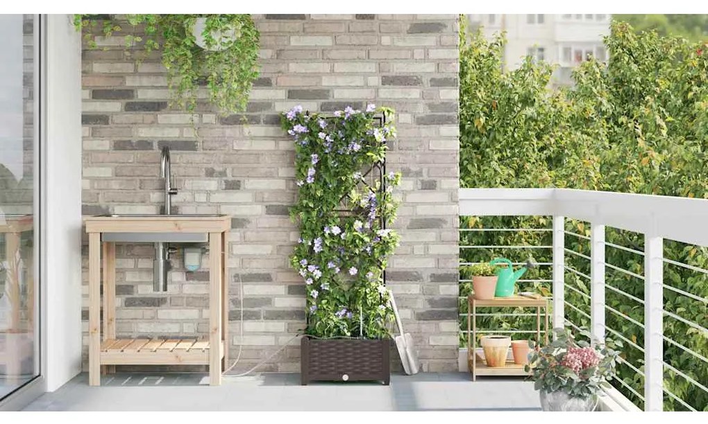 vidaXL Ζαρντινιέρες κήπου Καφέ 40 x 40 x 126 cm Ατσάλι