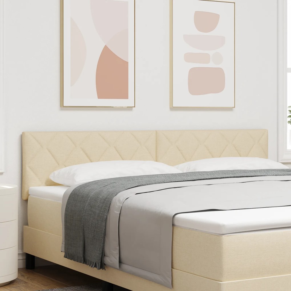 vidaXL LED Κεφαλάρι Σχεδιασμός Διαμαντιών Κρεμ 180 εκ. Ύφασμα