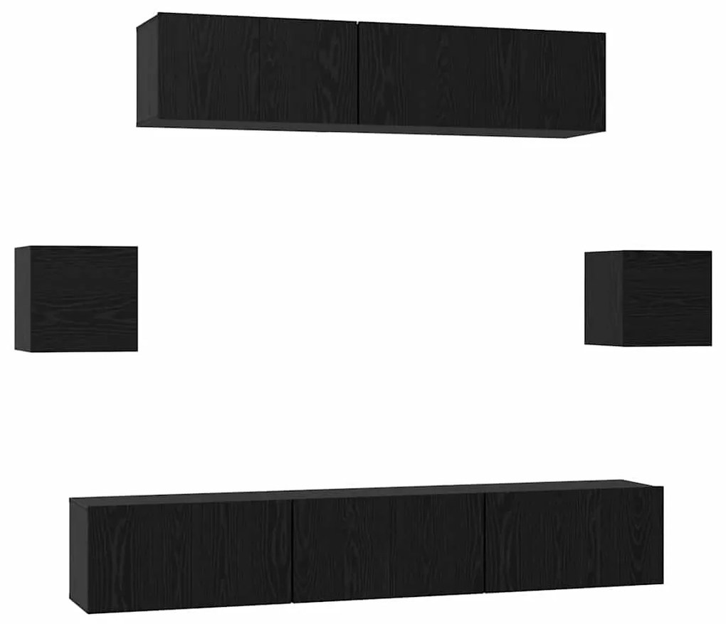vidaXL Σετ επίπλου τηλεόρασης 7 pcs Μαύρη δρυς 80 x 30 x 30 εκ