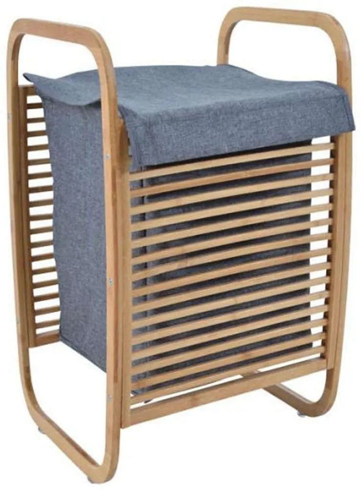 Καλάθι Απλύτων 814305 40x30x61cm Grey-Natural Ankor Bamboo, Fabric