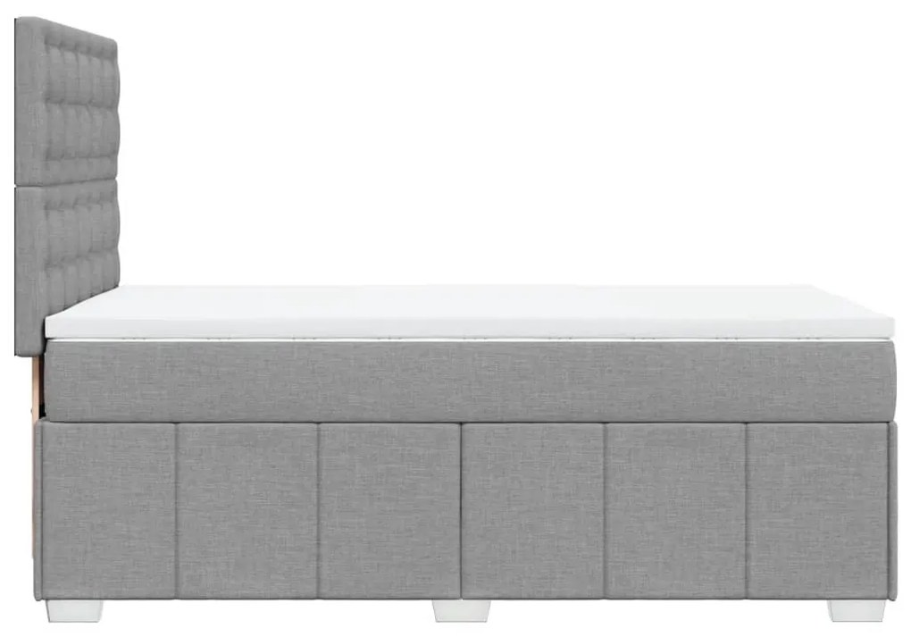 vidaXL Κρεβάτι Boxspring με Στρώμα Ανοιχτό Γκρι 90x200 εκ. Υφασμάτινο