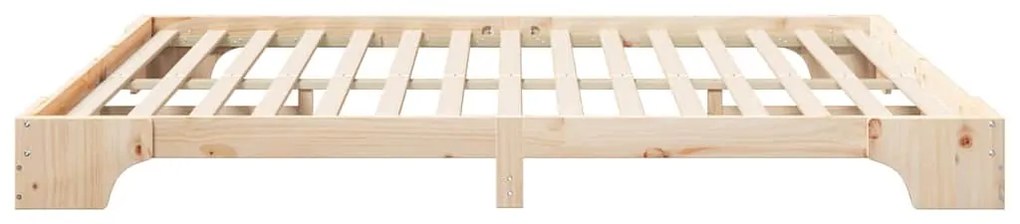 vidaXL Κρεβάτι δαπέδου Καφέ 180 x 220 εκ. Μασίφ ξύλο πεύκου