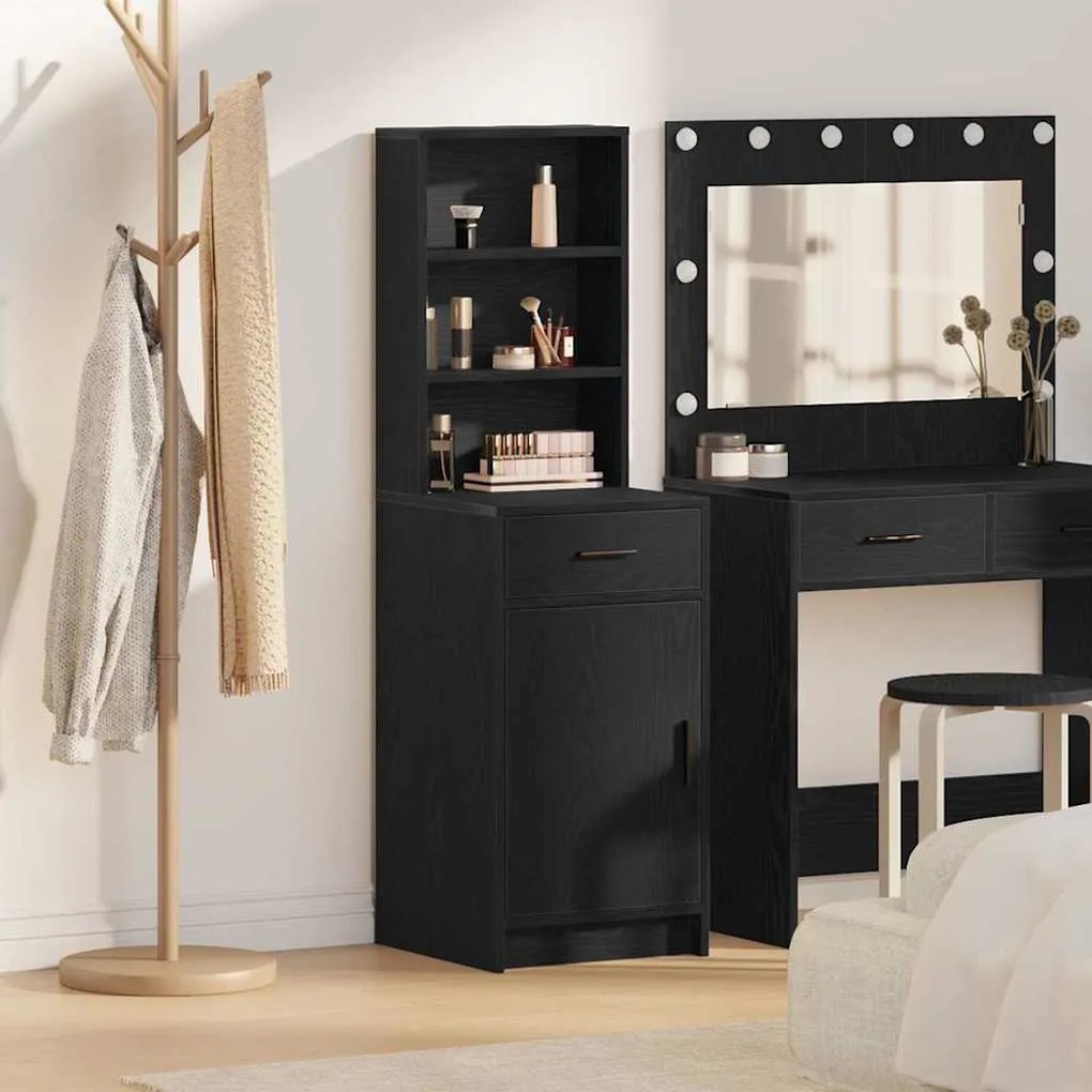 Highboard Μαύρη Οξυά 40 x 40,5 x 135 εκ. Επεξεργασμένο ξύλο