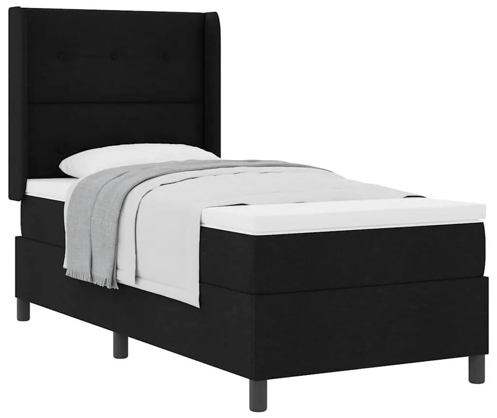 vidaXL Κρεβάτι με ελατήρια με στρώμα Μαύρο 100 x 200 cm ύφασμα