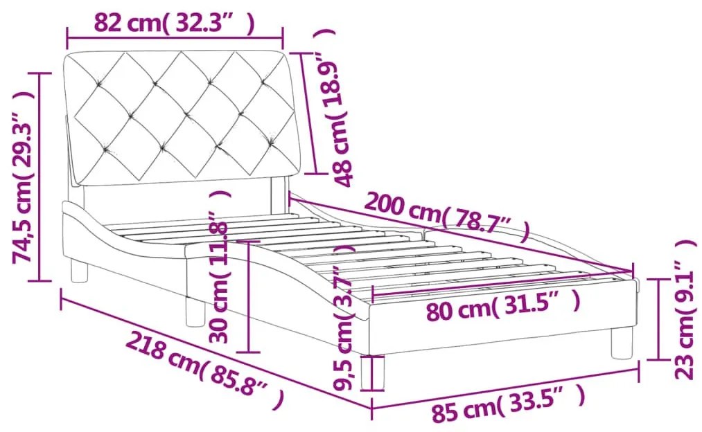 Πλαίσιο Κρεβατιού με Κεφαλάρι Ροζ 80x200 εκ. Βελούδινο - Ροζ